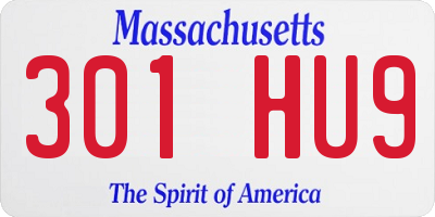 MA license plate 301HU9