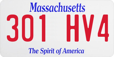 MA license plate 301HV4