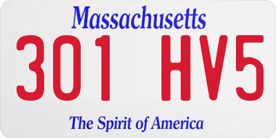 MA license plate 301HV5