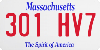 MA license plate 301HV7