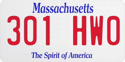 MA license plate 301HW0