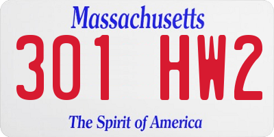MA license plate 301HW2