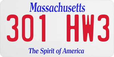 MA license plate 301HW3