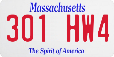 MA license plate 301HW4