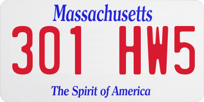 MA license plate 301HW5