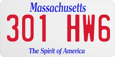 MA license plate 301HW6