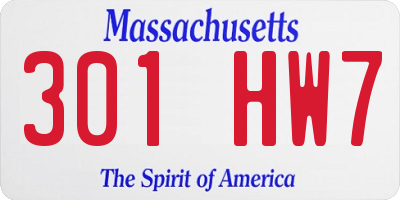 MA license plate 301HW7