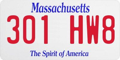 MA license plate 301HW8