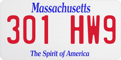 MA license plate 301HW9