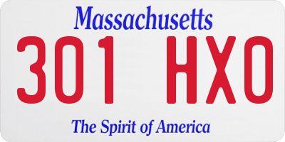 MA license plate 301HX0
