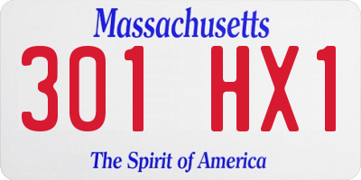 MA license plate 301HX1
