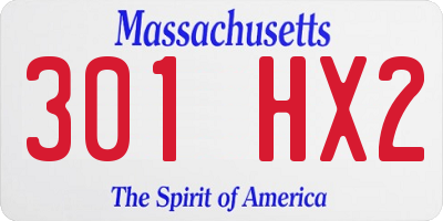 MA license plate 301HX2