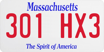 MA license plate 301HX3