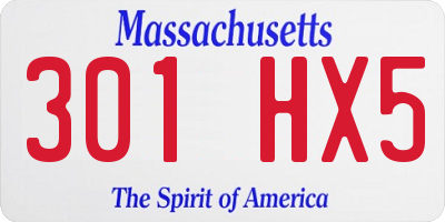 MA license plate 301HX5