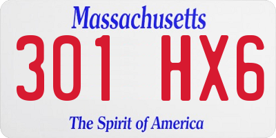 MA license plate 301HX6