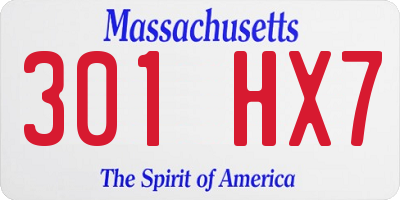 MA license plate 301HX7