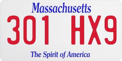 MA license plate 301HX9
