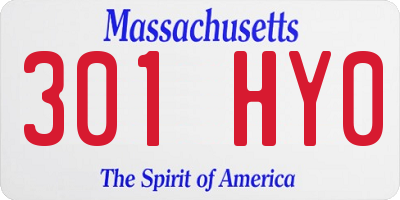 MA license plate 301HY0