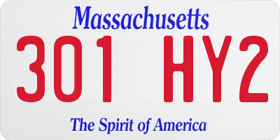 MA license plate 301HY2