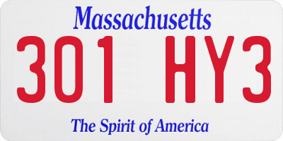 MA license plate 301HY3