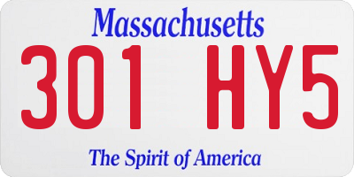 MA license plate 301HY5