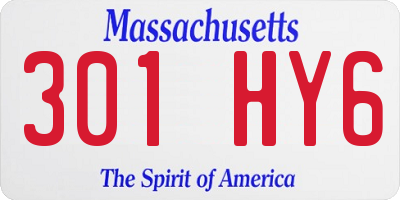 MA license plate 301HY6