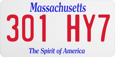 MA license plate 301HY7
