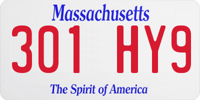 MA license plate 301HY9