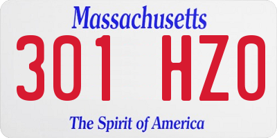 MA license plate 301HZ0