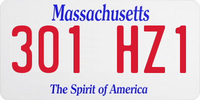 MA license plate 301HZ1