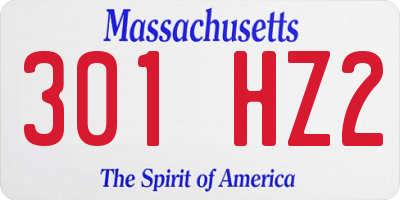 MA license plate 301HZ2