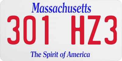 MA license plate 301HZ3