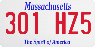 MA license plate 301HZ5