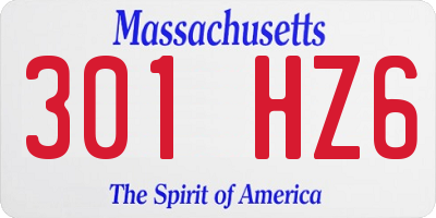 MA license plate 301HZ6