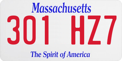 MA license plate 301HZ7