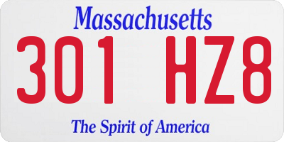 MA license plate 301HZ8