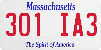 MA license plate 301IA3