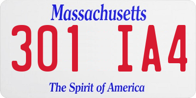 MA license plate 301IA4