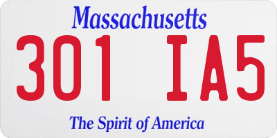 MA license plate 301IA5