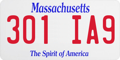 MA license plate 301IA9