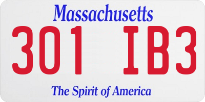 MA license plate 301IB3