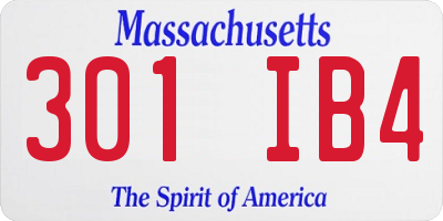 MA license plate 301IB4