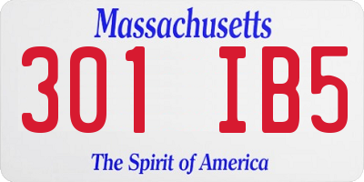MA license plate 301IB5