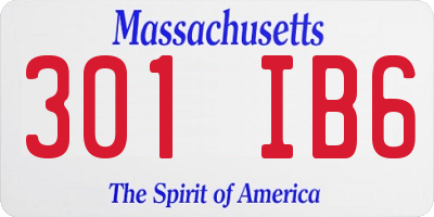 MA license plate 301IB6