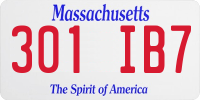 MA license plate 301IB7