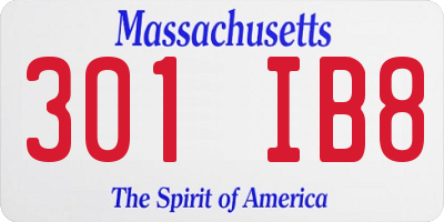 MA license plate 301IB8