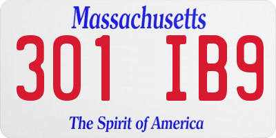 MA license plate 301IB9