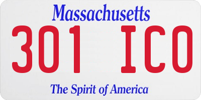 MA license plate 301IC0