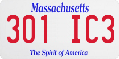 MA license plate 301IC3