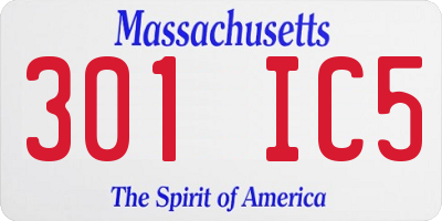 MA license plate 301IC5